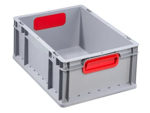 Euronorm-stapelbak 170x400x300mm Pp Wand/bodem Gesloten Grijs/rood