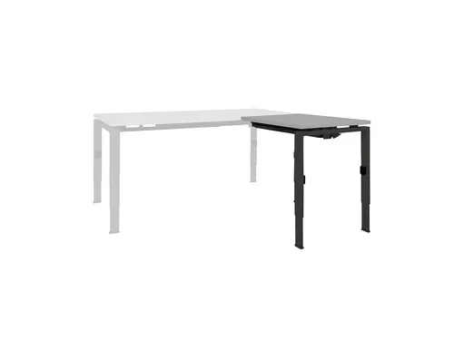 Bureau Linesto N4 aanbouwtafel 80x60cm lichtgrijs 25mm zwart
