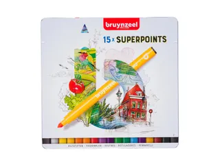 Viltstift Bruynzeel Creatives Superpoints assorti blik à 15 stuks - 1