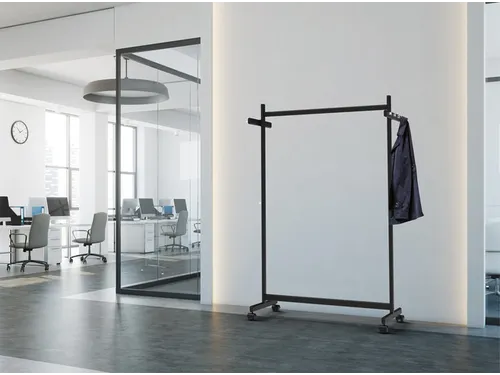 Garderoberek MAUL Samba mobiel 115X172X51cm 40kg, 10 haken zwart RAL90