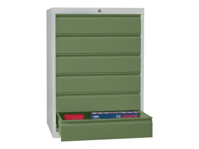 ladekast HxBxD 1000x715x600mm 6laden slot RAL7035 front RAL6011