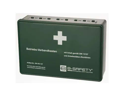 verbandkoffer,DIN 13157:2021-11,kunststof groen,wandhouder