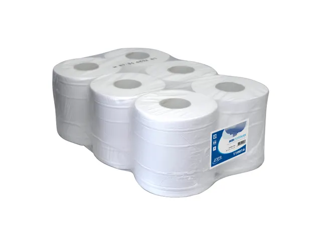 Centerfeed Handdoekrol Midi 2-Laags Cellulose Wit Pak a 6 Rol