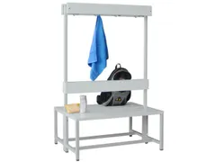 Omkleedbank 1000mm Kunststof Zitlatten Kledinghaken Dubbel Ral7035