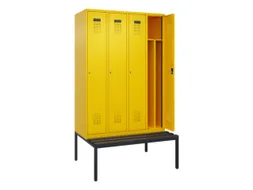 locker met bank,voor scheiding van kleding,HxBxD 2120x1200x815mm,4vak
