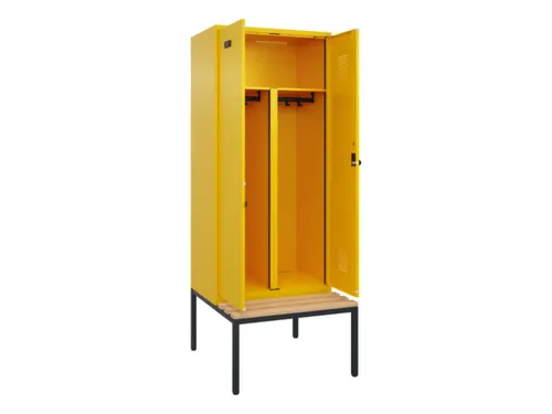 PBM-locker met bank,HxBxD 2120x800x815mm,2vak,vak B 400mm,draaigrendel