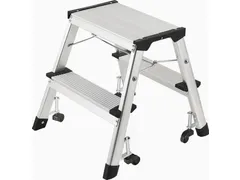 Inklapbare Trapladder met Wielen Dubbel Oploopbaar 2 Treden