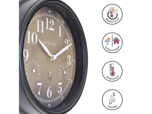 Buitenklok Nextime dia 23,5 cm Jasmine met thermo- en hydrometer cijfe