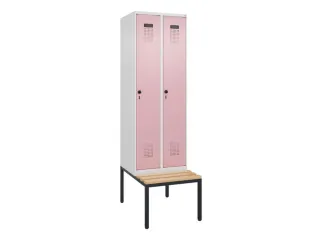 locker met bank,HxBxD 2120x600x815mm,2vak,vak B 300mm,draaigrendel - 3