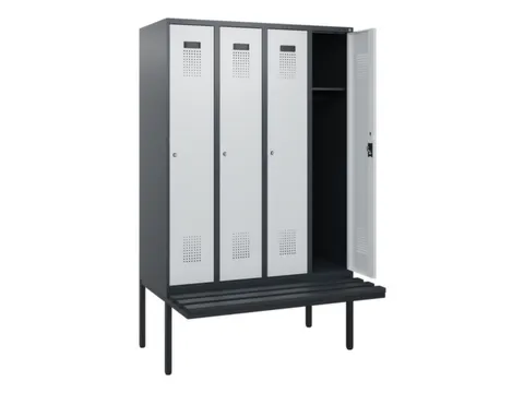 locker met bank,HxBxD 1950x1200x815mm,4vak,vak B 300mm,cilinderslot