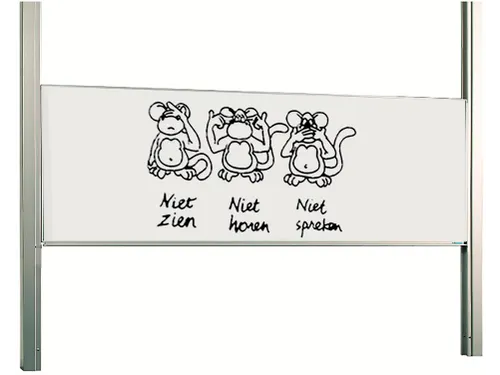 Schoolbord Enkelvlaksbord 100x250cm Verstelbaar Kolom Wit Emaille
