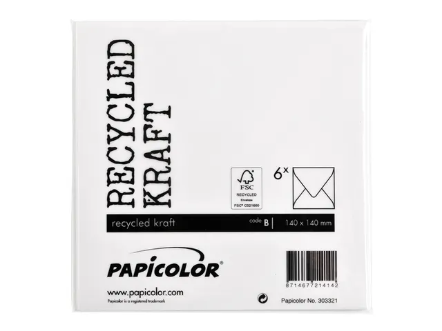 Envelop Papicolor 140x140mm Kraft wit Gegomd