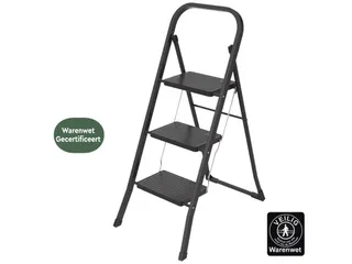 Huishoudtrap Metaal SL300 zwart 3 Treden - 4