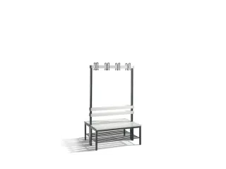 Omkleedbank 1000mm Pvc-Zitlatten Dubbel Hakenlijst Schoenenrek Ral7021 - 1