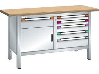 werkbank,HxBxD 845x1500x700mm,multiplexblad,RAL7035,front RAL7035 - 2