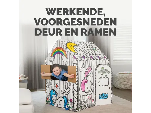 Kartonnen speelhuis XL Eenhoorn Bankers Box Play inkleurbaar