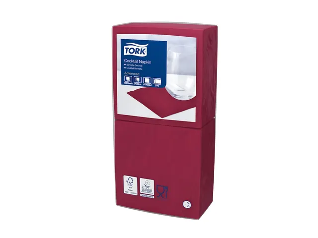 Tork 477824 Cocktailservet Advanced Bordeaux 24x24cm