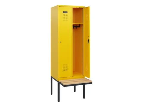 locker met bank,HxBxD 1950x600x815mm,2vak,vak B 300mm,cilinderslot