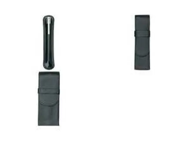 Pennenetui voor 3 stuks zwart leer 14 x 6 x 2,5 cm