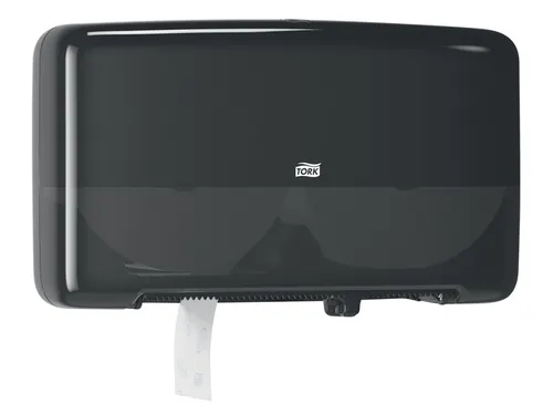 Tork 555508 T2 Twin Mini Jumbo Toiletpapier Dispenser Elevation Zwart