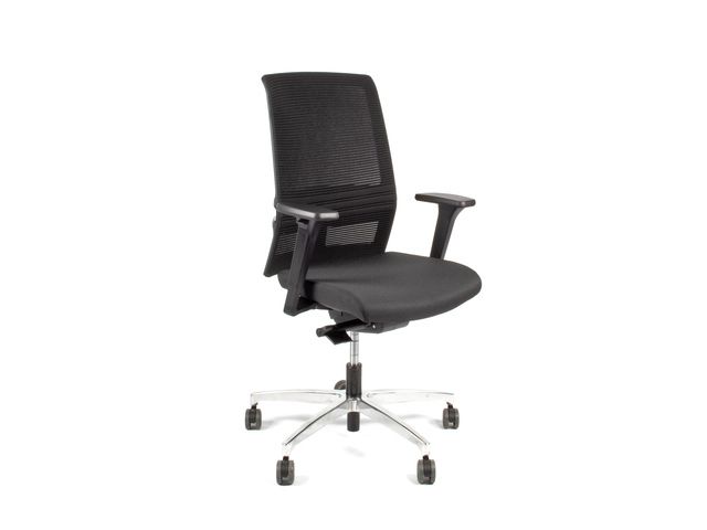 Bureaustoel EN1335 Linea Omnia 01 zwart/zwart met 3D armleuning en alu | KantoorBureaustoel.be