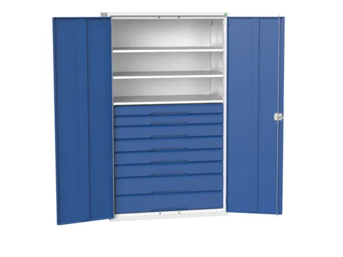 universele kast,HxBxD 2000x1300x550mm,3xStalen bodem,8lade(n)