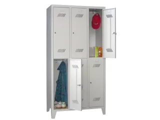 dubbeldekse locker,HxBxD 1850x900x500mm,3x2vak.,RAL7035,front RAL3000 - 1