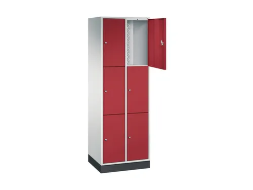 lockerkast,RAL 7035/RAL 3003,HxBxD 1950x620x500mm,2x3vakken,cil.-slot