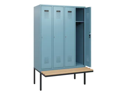 locker met bank,HxBxD 1950x1200x815mm,4vak,vak B 300mm,cilinderslot