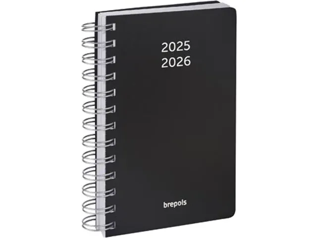 schoolagenda Wire-O zwart 1dag/1pagina 2025-2026