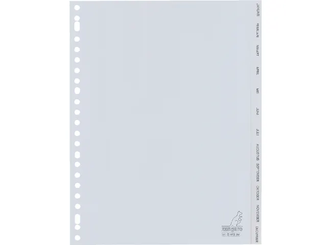 Tabbladen Kangaro A4 23-Gaats G412JM 12-Delig jan-dec Grijs Pp