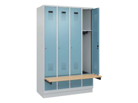 locker met bank,HxBxD 1950x1200x815mm,4vak,vak B 300mm,cilinderslot
