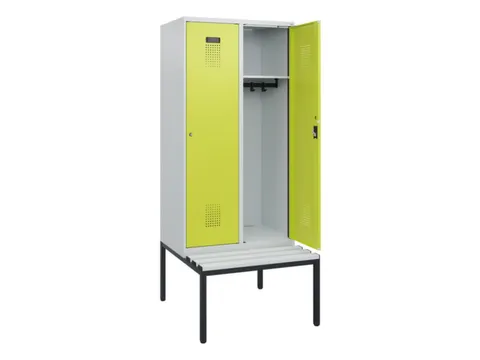 locker met bank,HxBxD 1950x800x815mm,2vak,vak B 400mm,cilinderslot