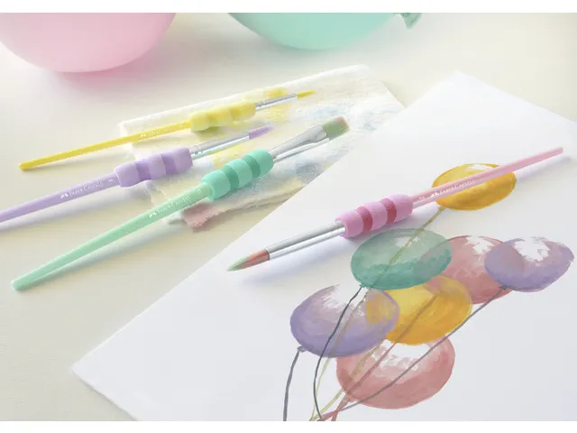 Set 4 pinceaux Faber Castell Soft Touch couleurs Pastel