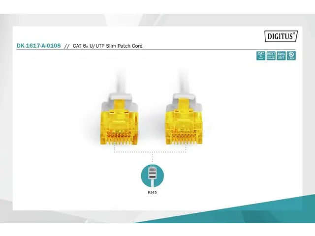 CAT 6A U-UTP Slim patchkabel Cu LSZH AWG 28/7 Lengte 1m grijs