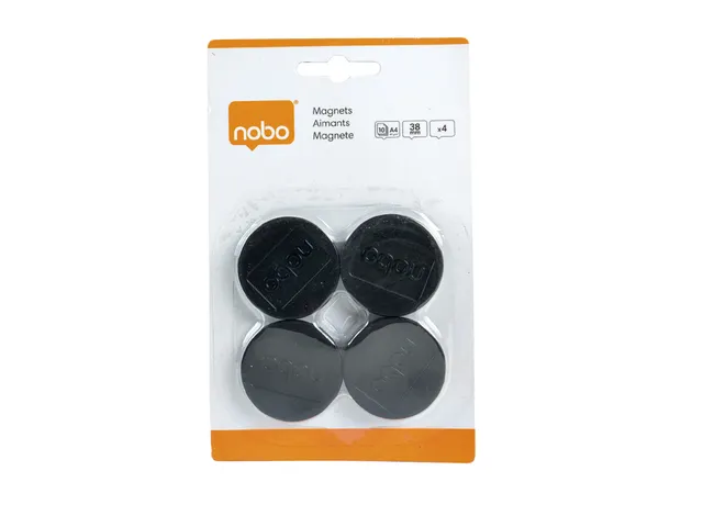 Magneet Nobo 38mm zwart 4 stuks