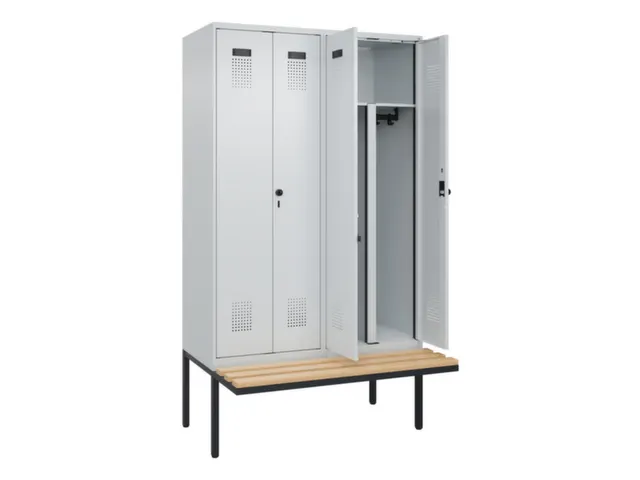PBM-locker met bank,HxBxD 2120x1200x815mm,4vak,vak B 300mm