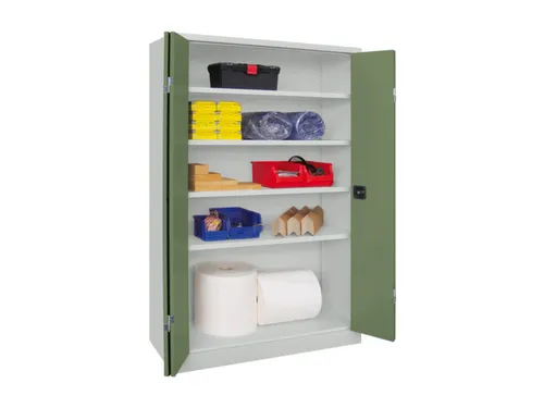 Ruime Vouwdeurkast 1950x1200x400mm 4legborden Ral7035 Front Ral6011