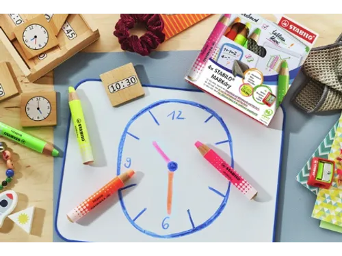 Whiteboardpotlood STABILO MARKdry 4 stuks neon kleuren