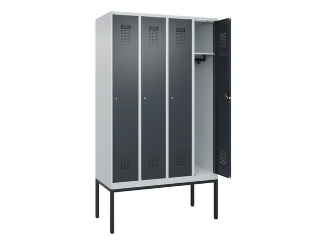 locker,HxBxD 2120x1200x500mm,4vak,vak B 300mm,cil.-slot,voetonderstel
