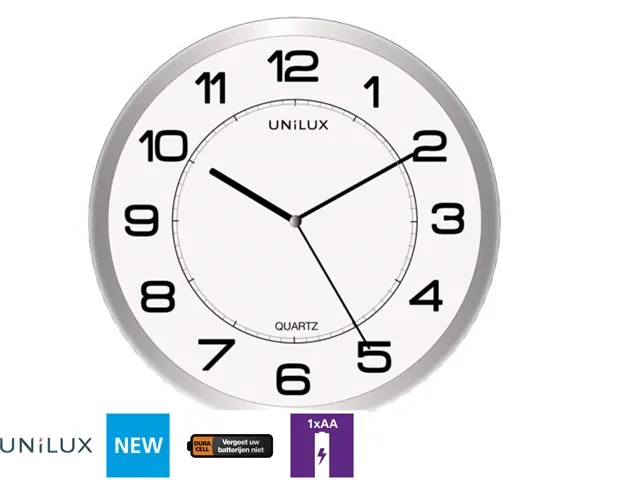 Wandklok Unilux Magnet Ø30,5cm lichtgrijs/wit cijfers