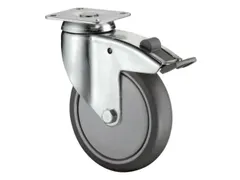 roulette piv. av. frein,force 100kg,bandage TPE,Øxl 125x31mm