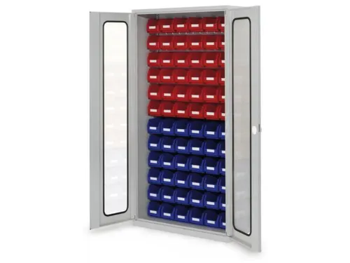 kast met sleufplaat m. bakken,HxBxD 1950x1000x410mm,72bakken PE