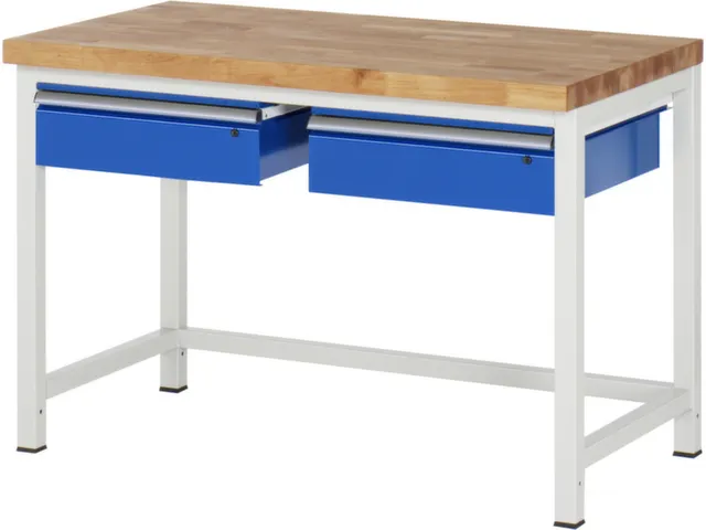 établi HxlxP 840-1040x1250x700mm plateau hêtre force 1250kg 4 pieds