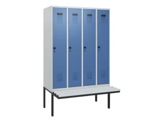 locker met bank,HxBxD 1950x1200x815mm,4vak,vak B 300mm,draaigrendel - 2