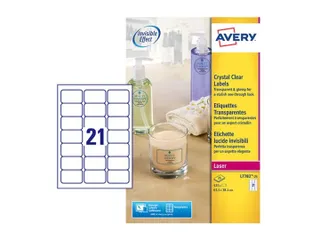 Laseretiket Avery 63.5x38.1mm Transparant 25 Vel - 2