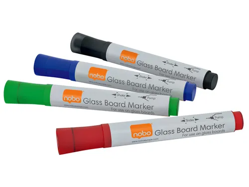 Viltstift Nobo glasbord assorti 4 stuks