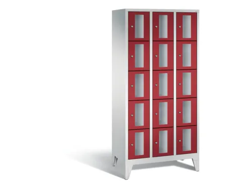 Lockerkast 1850x900x500mm 3x5 vakken Cilinderslot Poten, RAL3003
