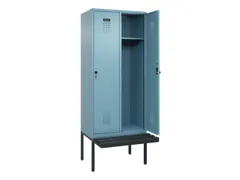 locker met bank,HxBxD 2120x800x815mm,2vak,vak B 400mm,draaigrendel