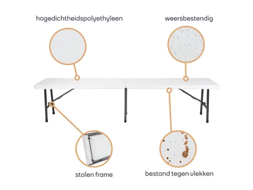 Inklapbare bank weerbestendig 180x25x43cm Wit